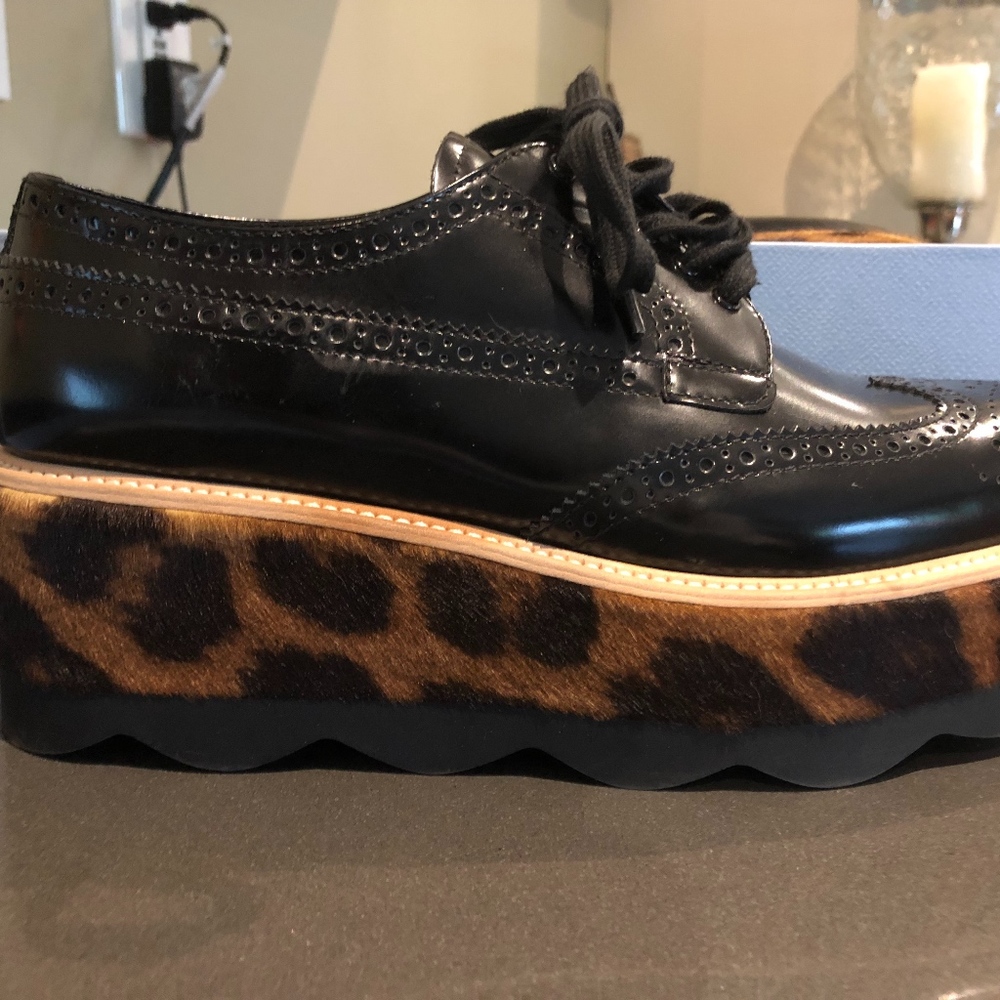 Prada leopard platform Oxford women shoes